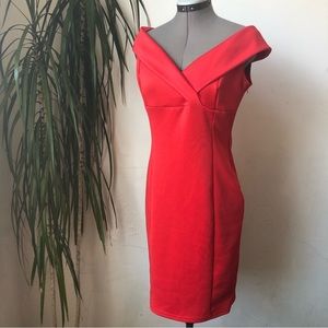 LOVESAINTS Women’s European Brand Red V Neck Dress Size L